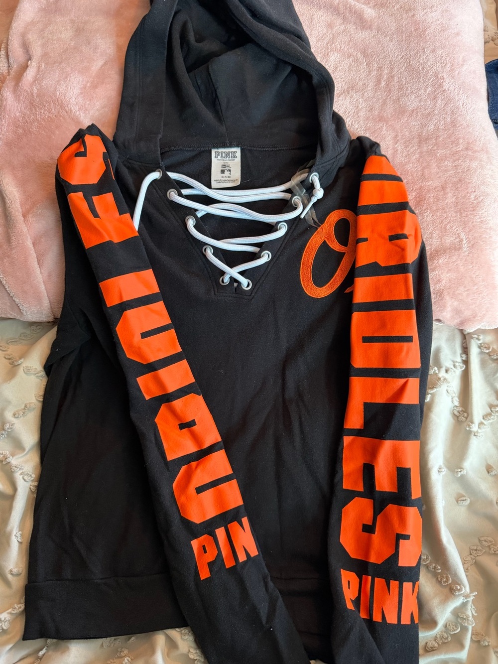 Pink size small orioles hoodie